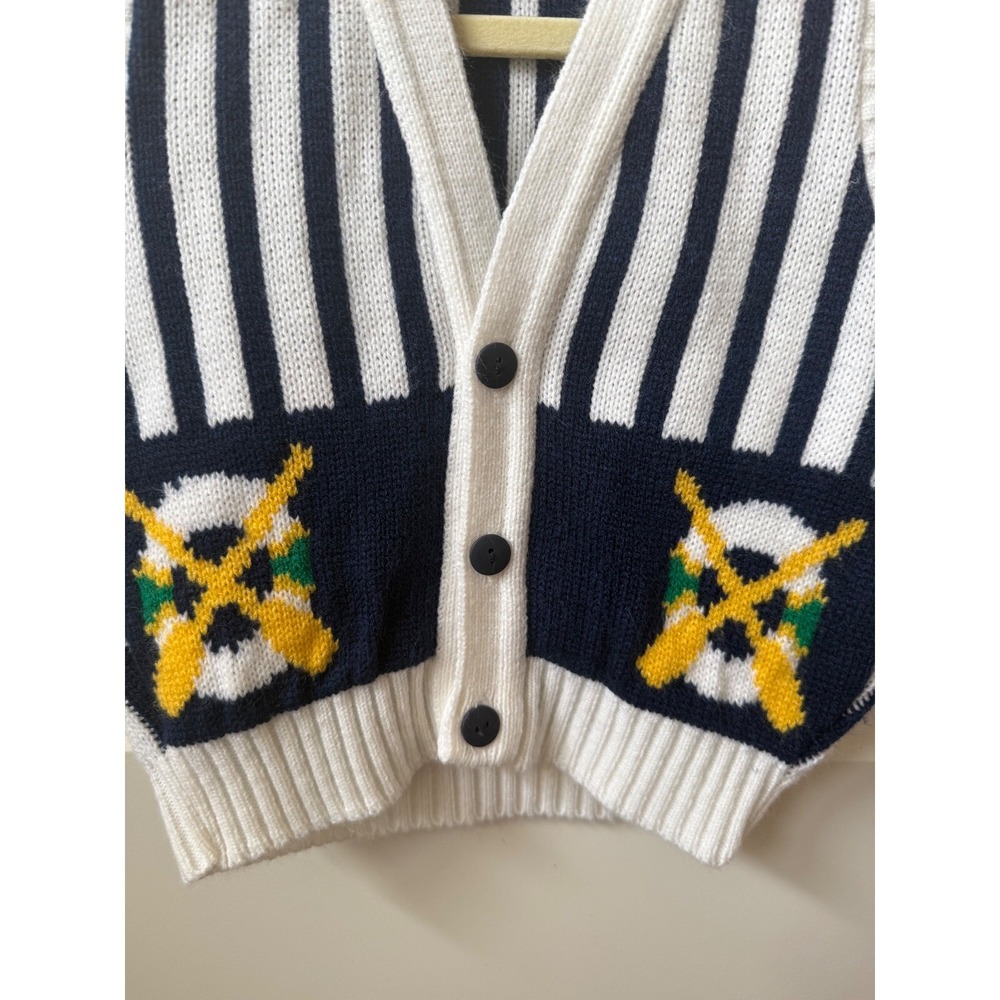 Vintage Knit Vest Striped Preppy Sweater USA Crossed Clubs 18 Months Nautical - Picture 2 of 5